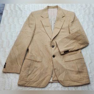 Vintage 80s Men's Sport Coat Jacket Pure Camel Hair HQ England Dark Blonde 38R